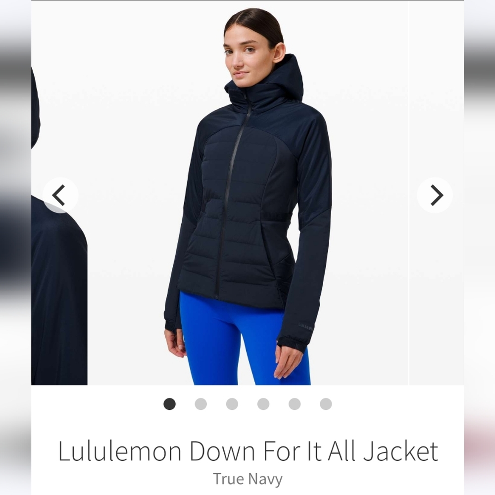 Lululemon Down For It All Jacket size 10 True Navy